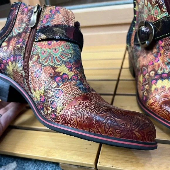 Spring Step L’ Artiste Multicolor Paisley women’s Boots size 40 - Picture 4 of 10